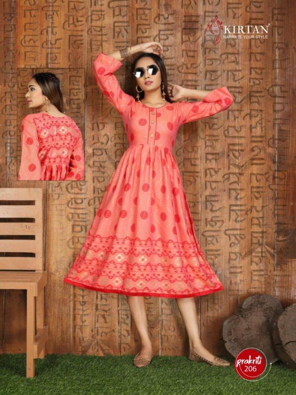 Kirtan Prakriti 2 Rayon Fancy Long Kurti Catalogue